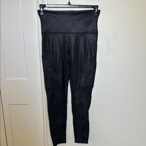 Spanx Black High-Waisted Faux Leather Moto Leggings